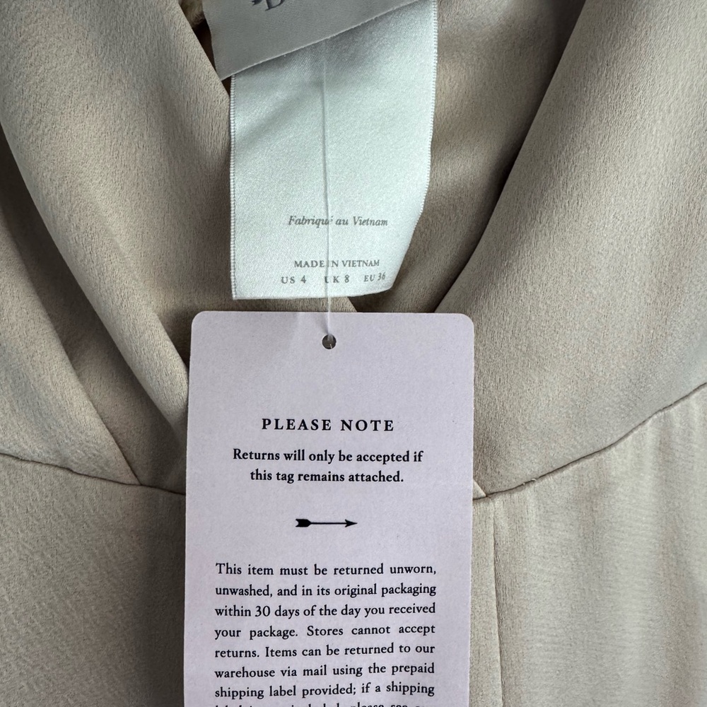 BHLDN PIPER V-NECK SIDE-SLIT SATIN GOWN CHAMPAGNE - Picture 7 of 7